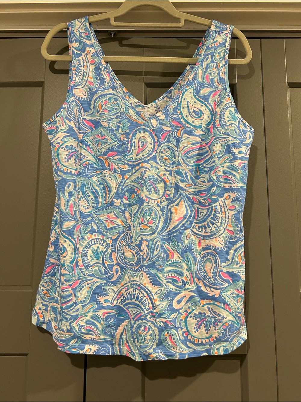 Lilly Pulitzer Gigi Tank Top In Zanzibar Blue Fish Kiss paisley print
